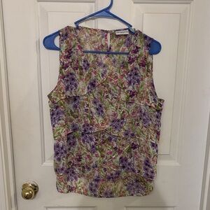 Liz Claiborne Floral Tank Top - Purple and Green
